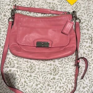 Coach Pink Shoulder Bag with Textured Leather
